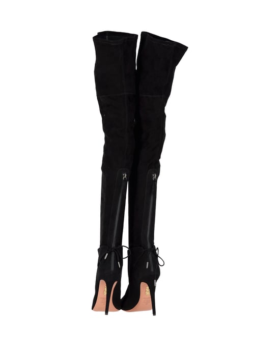 Aquazzura Giselle Over-The-Knee Boots in Black Suede - Image 6