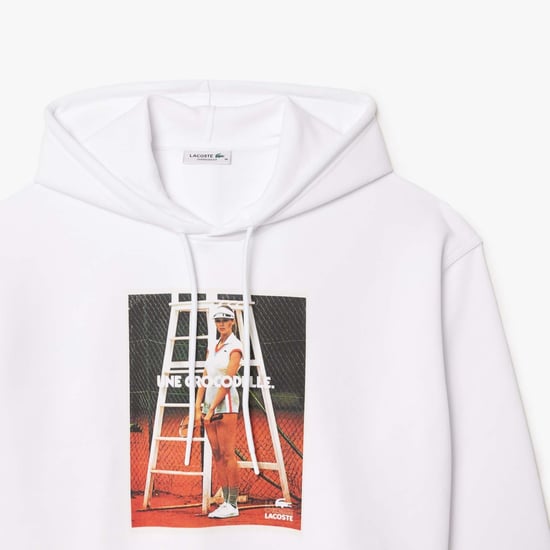 Women's Lacoste Oversized Print Hoodie in White