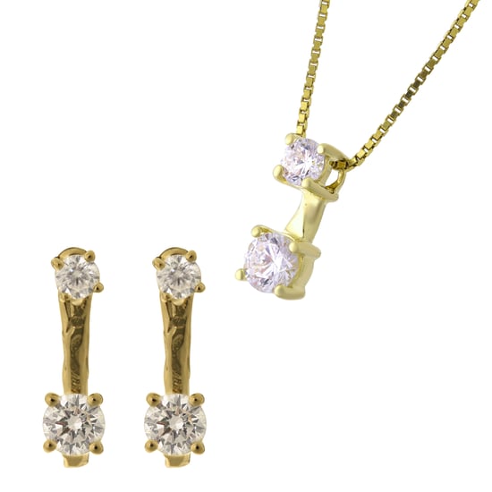 Orphelia 'Lykke' Dames 925 Zilveren Set: Ketting-Pendant + Oorbellen - Gouden SET-7128/G - Image 1