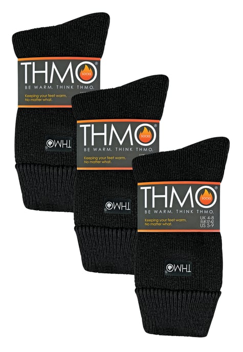 THMO - 3 Pair Womens Fleece Lined Breathable Slipper Socks - Black - Image 2