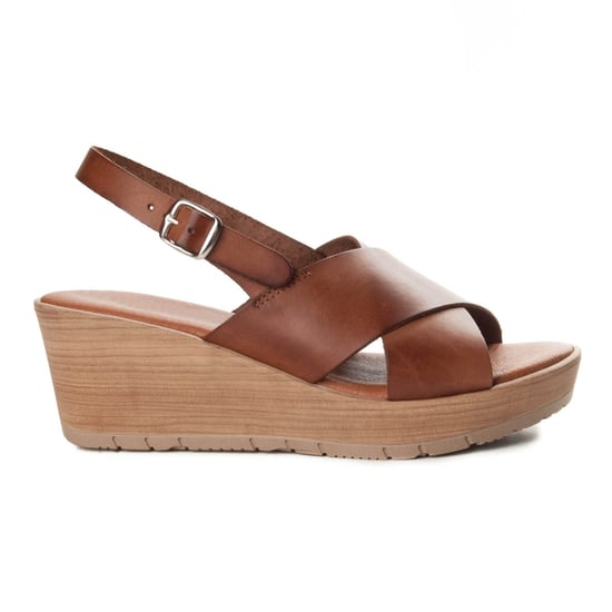 Confortable wedge sandal Purapiel in Brown