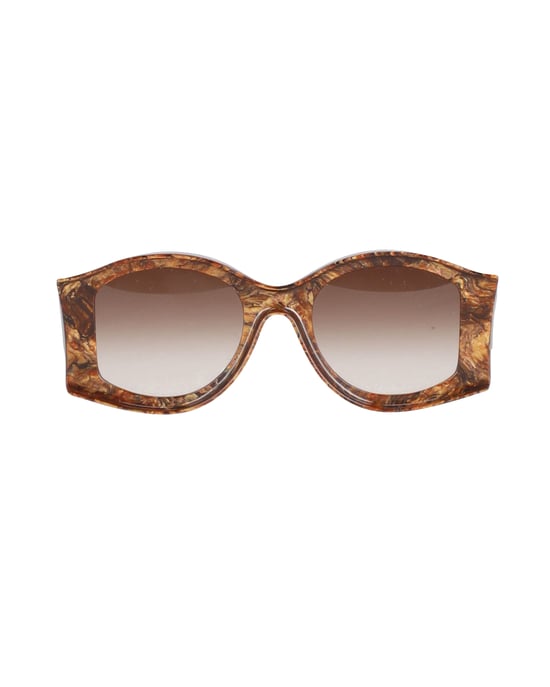 Loewe X Paula's Ibiza 52mm Ronde Zonnebril in Bruin Acetaat - Image 1