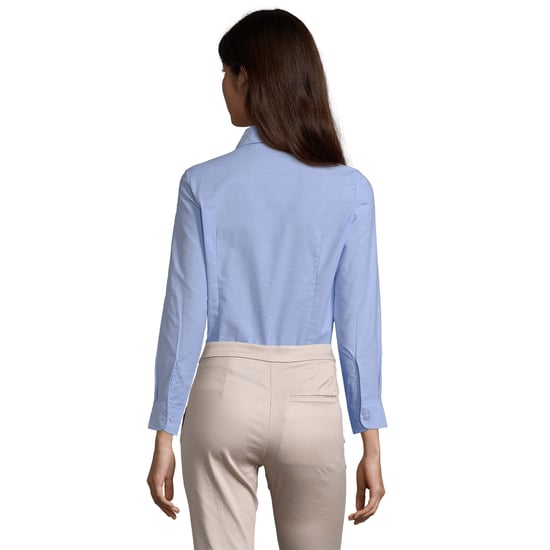 SOLS Womens/Ladies Embassy Oxford Long-Sleeved Business Blouse (Sky Blue) - Image 2