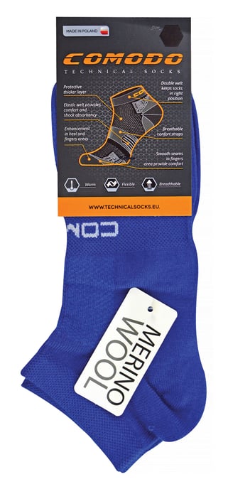 Comodo - Unisex Merino Wool Running Socks | Lightweight Sport Socks - Blue - Image 2