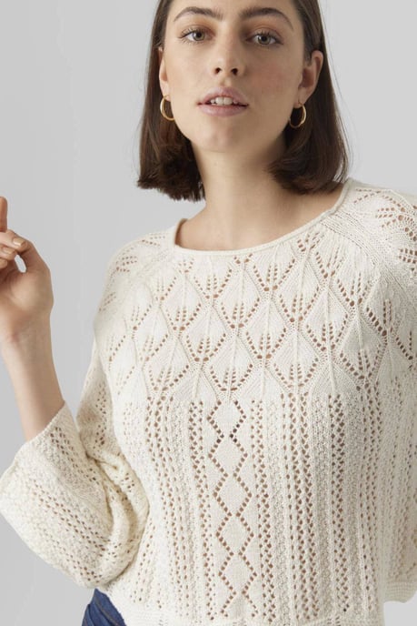 VERO MODA trui VMGINGER met biologisch katoen crème - Image 2