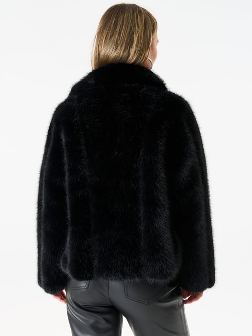 Zip Front Faux Fur Short Jacket
