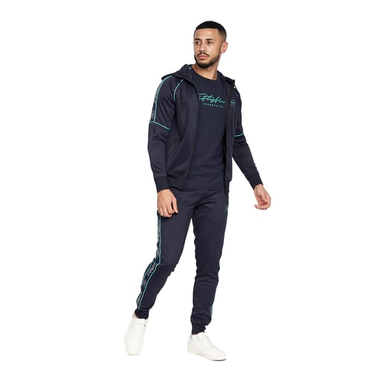 Crosshatch Mens Kraftworks Tracksuit (Navy/Green) - Image 1