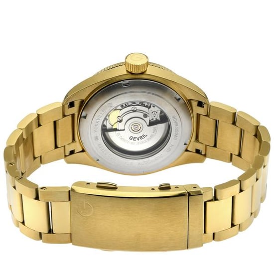 Gevril Men's Yorkville Swiss Automatic Sellita SW200 Blue Dial IP Yellow Gold Watch - Image 3