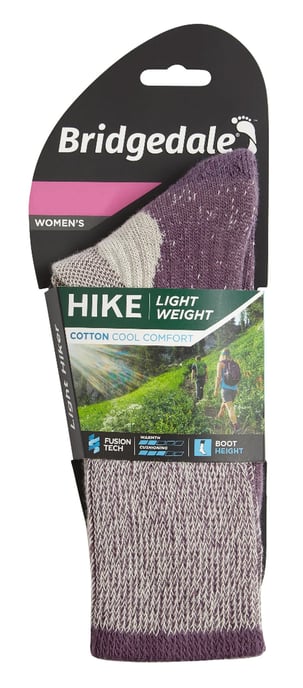 Bridgedale - Womens Hiking Lightweight Cotton Boot Socks - Plum - Image 2
