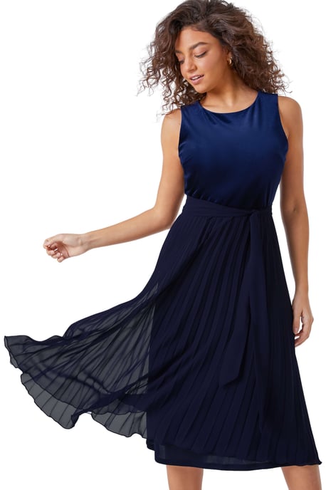 Petite Velvet Pleated Midi Dress