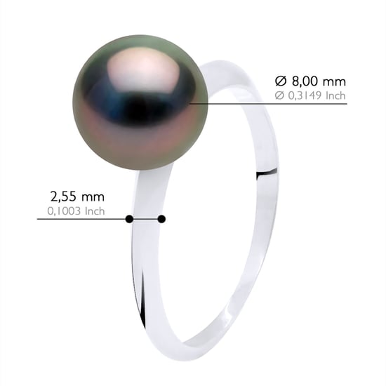Ring äkta odlad Tahitipärla rund 8-9 mm - vitguld - Image 2
