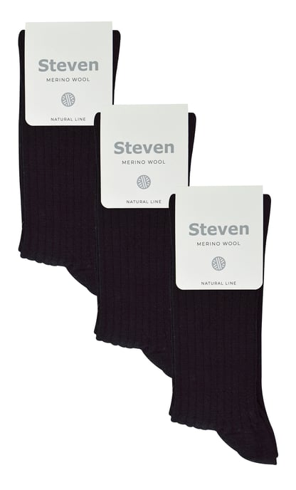 3 Pairs Ladies Original Merino Wool Socks | Steven | Breathable Thick Warm Boot Socks - Black - Image 2