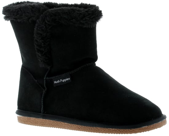 Hush Puppies Ashleigh Imitationspäls Damtofflor I Svart - Image 1