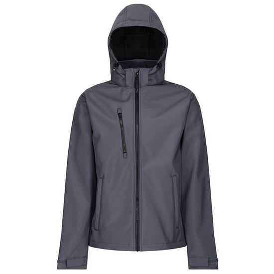 Regatta Mens Venturer Hooded Soft Shell Jacket (Seal Grey/Black)