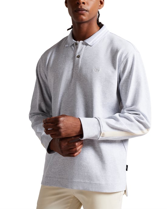 Ted Baker Jermyn Long-Sleeved Rugby Polo, Grey Marl