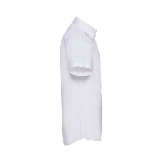 Russell Collection Mens Oxford Easy-Care Tailored Short-Sleeved Shirt (White) - Image 3