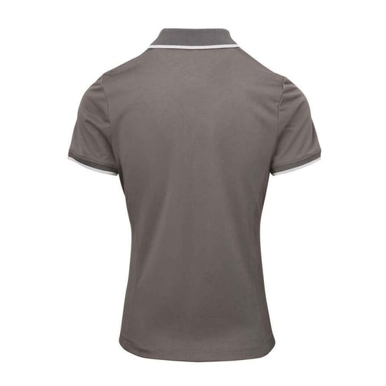 Premier Dames/Dames Coolchecker Contrast Piqué Poloshirt (Donkergrijs/zilver) - Image 2