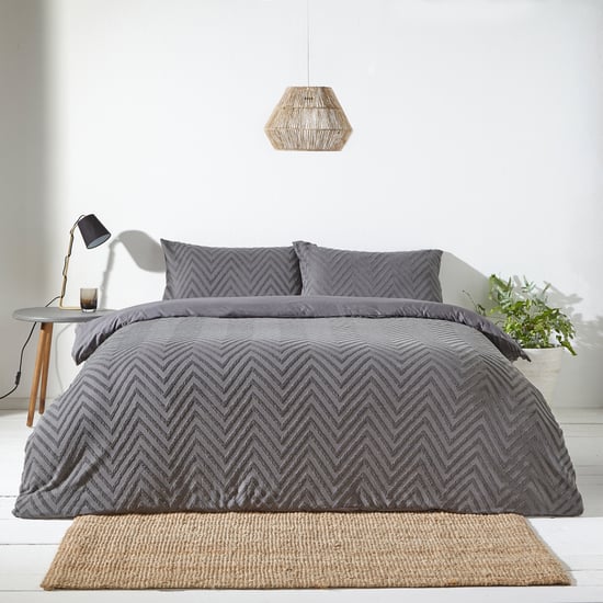 Minimalist Chevron Zigzag Tuft Duvet Cover Set - Image 1