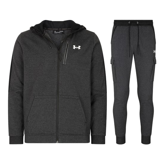 Under Armour Men’s Threadborne Full Zip Fleece Tracksuit Set in Black - Image 1