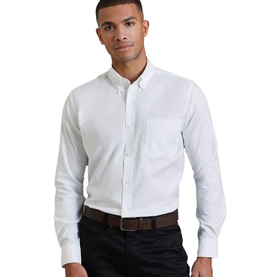 Premier Heren handtekening Oxford Lange Mouwen Werk Shirt (Wit) - Image 2