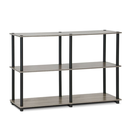 Furinno Turn-N-Tube 3-Tier Double Size Storage Display Rack - French Oak Grey/Black