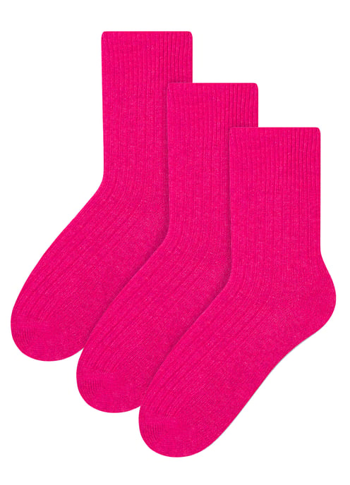 3 Pairs Womens Wool Dress Socks | Steven | Ladies Breathable Cushioned Socks - Pink - Image 1