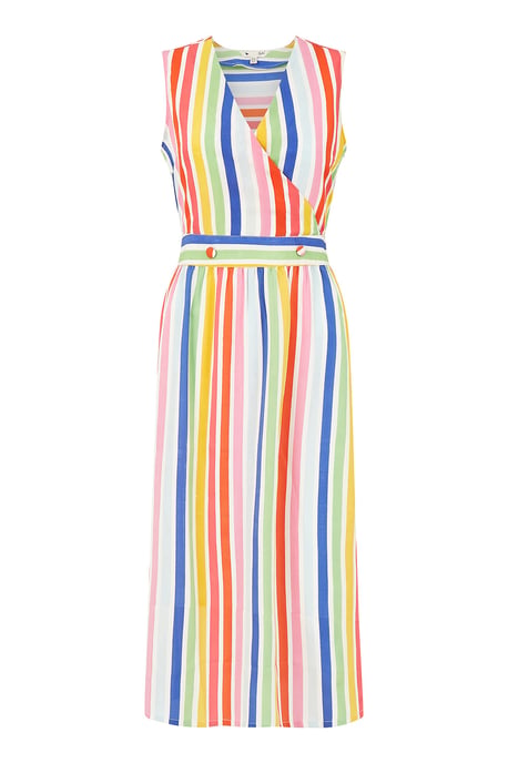 Yumi Multi Coloured Wrap Dress With Pockets
