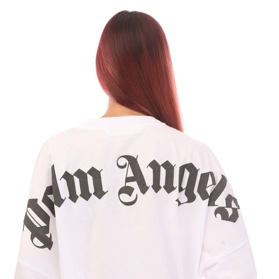 Women's Palm Angels Classic Logo Long Sleeve Over T-Shirt in White Black