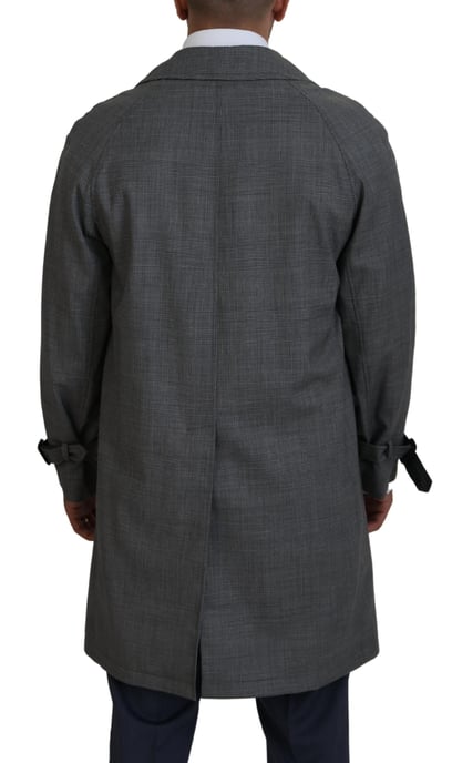 Plaid Wool Trench Coat - Image 2