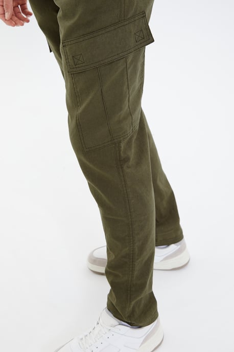 'Gordon' Linen Blend Pull On Cargo Trousers