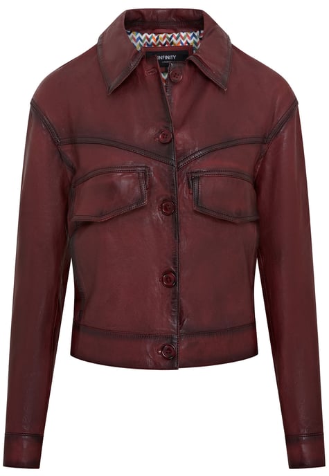 Womens Red Retro Biker Leather Jacket - Kopervik
