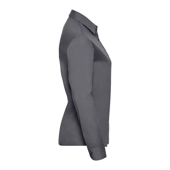 Russell Collection Dames/Dames Poplin Easy-Care Overhemd met Lange Mouwen (Konvooi Grijs) - Image 3