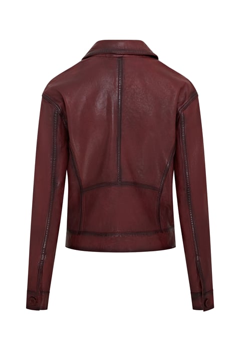 Womens Red Retro Biker Leather Jacket - Kopervik