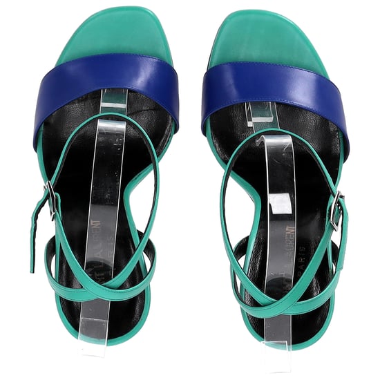 Saint Laurent Jane Enkellaarsjes met Enkelbandje in Groen en Blauw Leer - Image 5