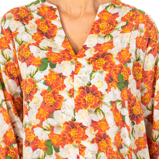 Women's 3/4 sleeve blouse with round neck and V opening LWU001
