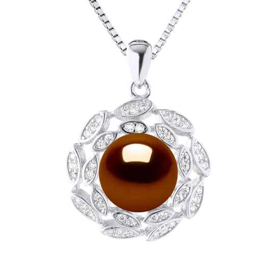 SUN Necklace Freshwater Pearl 9-10 mm Chocolate 925