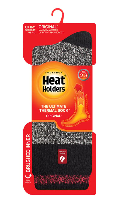 Värmehållare - Extra tjocka termosockor för herrar för vintern | Varma fluffiga fleeceisolerade strumpor | Gåvor till män - Svart röd (Porto) - Image 2