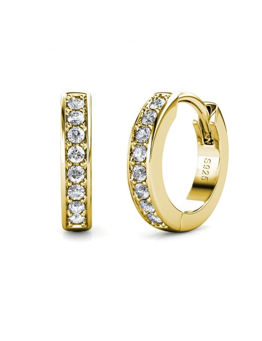 Circle Hoop Earrings - Gold and Crystal - Image 1