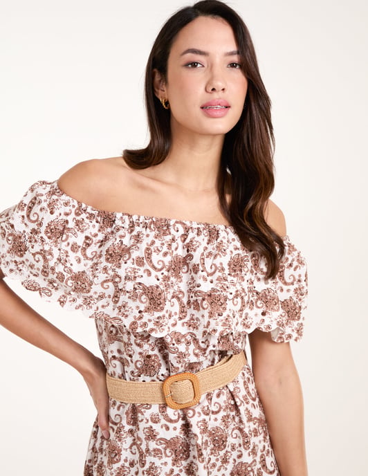 Bardot Broderie Mini Belted Dress