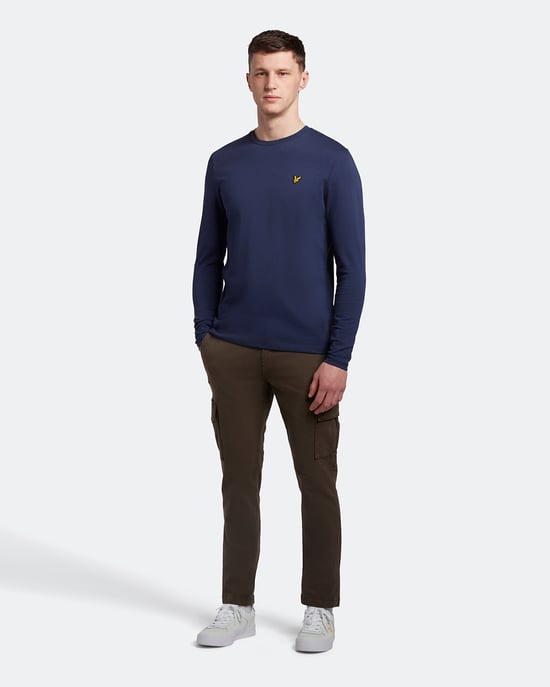 Lyle & Scott Plain Long Sleeve T-Shirt in Navy - Image 3