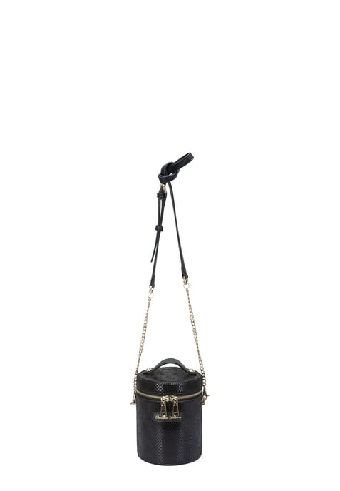 Cylinder Snake Print Cross Body Bag