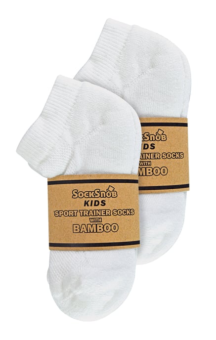 6 par multipack vita barnstrumpor | Sock Snob | träningsstrumpor i bambu för pojkar och flickor - vit - Image 2