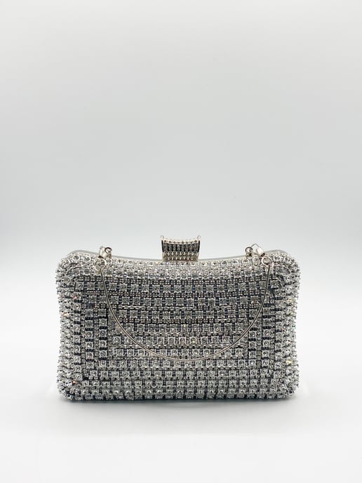 Silver Diamante Clutch Bag