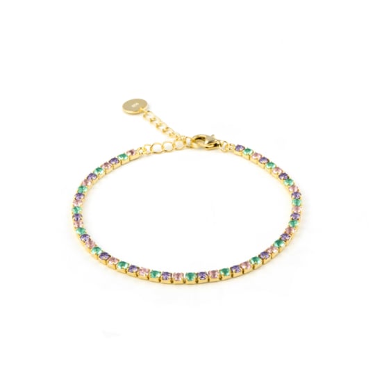 Luxenter 925 Sterling Silver Bracelet with Multicolour Zirconia finished in 18K yellow gold - Tahu