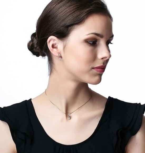 Orphelia 'Lykke' Dames 925 Zilveren Set: Ketting-Pendant + Oorbellen - Gouden SET-7128/G - Image 5