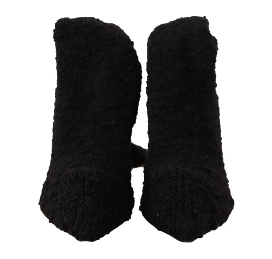 Dolce & Gabbana Women's Black Stretch Socks Knee High Booties Shoes