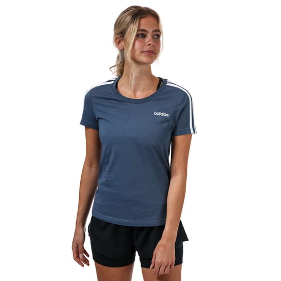 Women's adidas Essentials 3-Stripes T-Shirt in Blue-White - Image 1