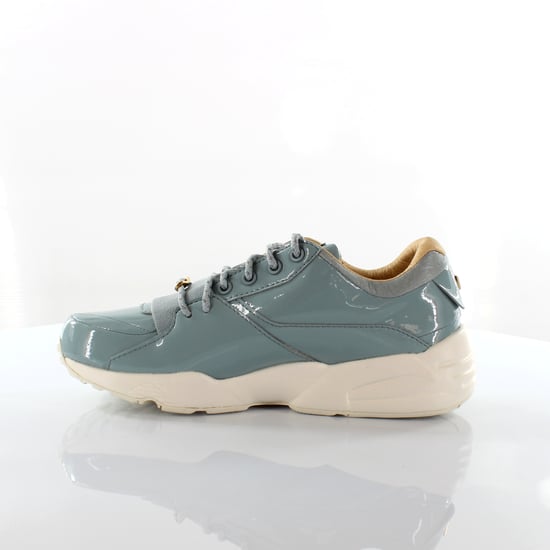 Puma R698 Women Patent Nude Blue Leather Womens Lace Up Trainers 362274 02