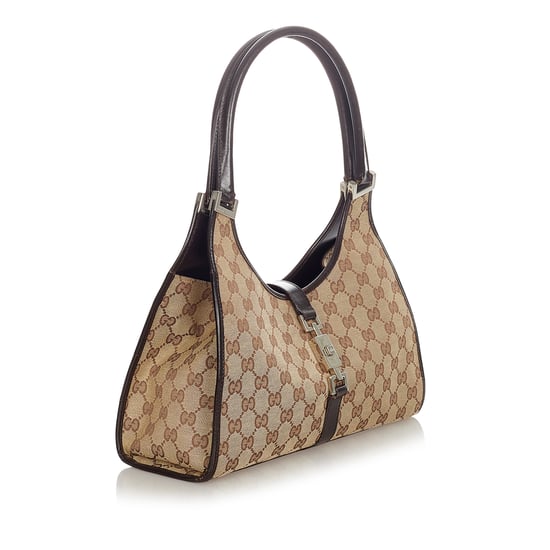 Vintage Gucci GG Canvas Jackie Shoulder Bag Brown - Image 2