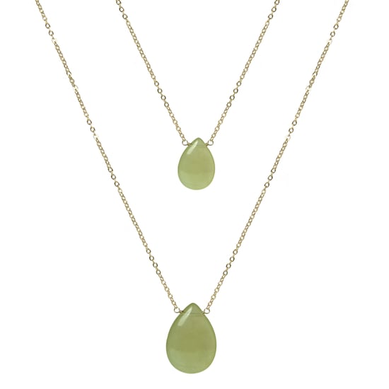 Luxenter abelia necklace in metal alloy and green jade 18K gold plated finish